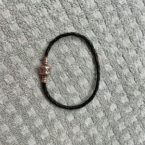 Pandora Black Leather Single Braid Bracelet